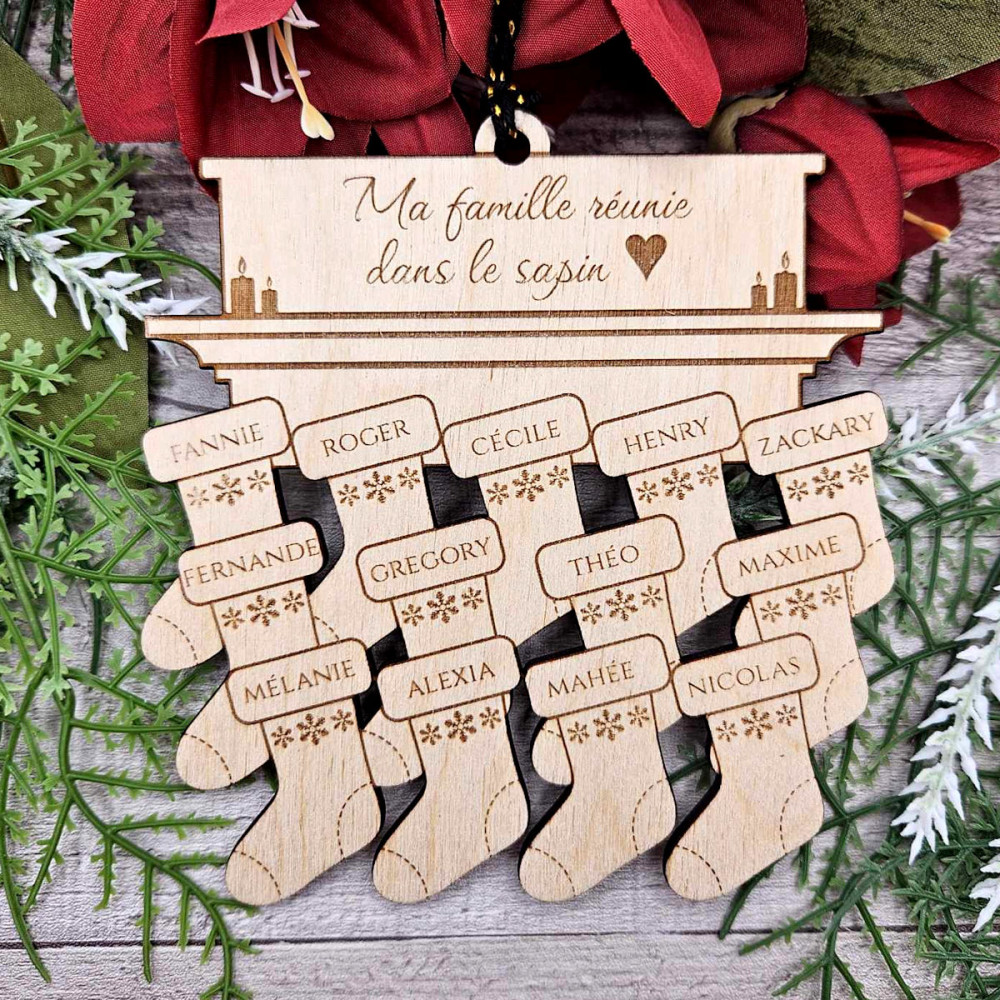 Décorations de Noël personnalisées en forme de famille de 4 – Ornements de Noël familiaux personnalisés avec noms, décorations de Noël en polyrésine, décorations de Noël personnalisées uniques 2025